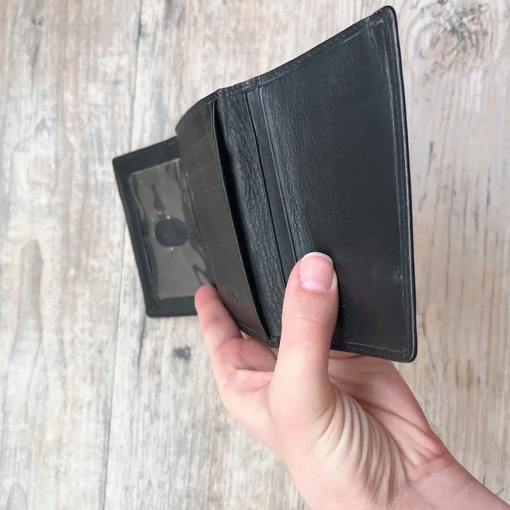 Boulden Ridge Leather Trifold Wallet Black ID Window Classic Slim Vintage Soft